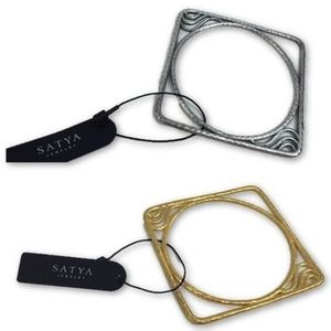 Satya Elements Hammered Square Wave Bangle Bracelet Silver Plate or Gold Tone